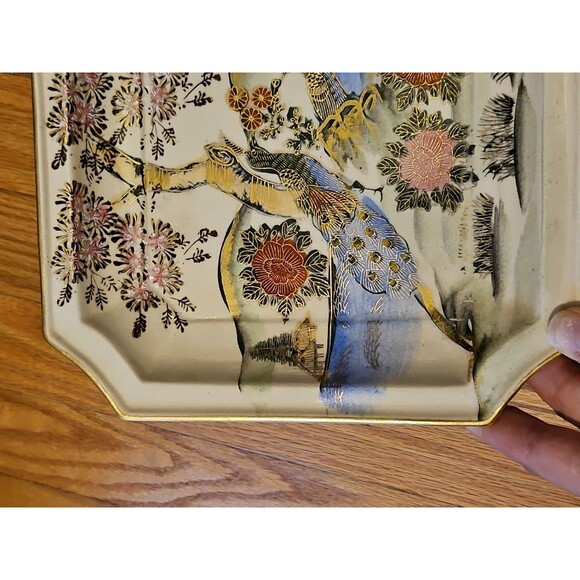 Vintage Andrea By Sadek Japanese Accent Plate Flowers & Peacock Gold Accent 8.25 - Picture 7 of 10